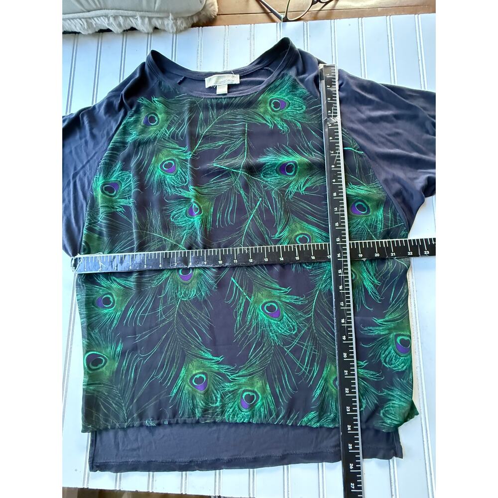 Michael Kors Women’s Medium Peacock Feather Print Dolman Sleeve Top - Picture 11 of 13